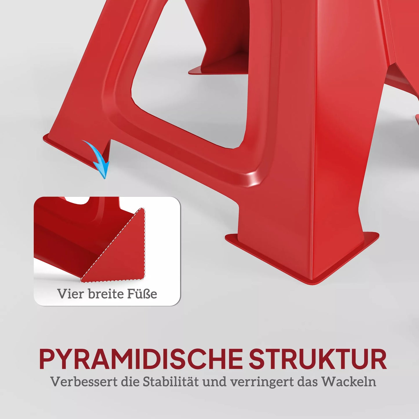 Atraminis stovas 6 tonų keliamosios galios, 2 vnt., su 2 fiksavimo kaiščiais, reguliuojamas aukštis, raudonas