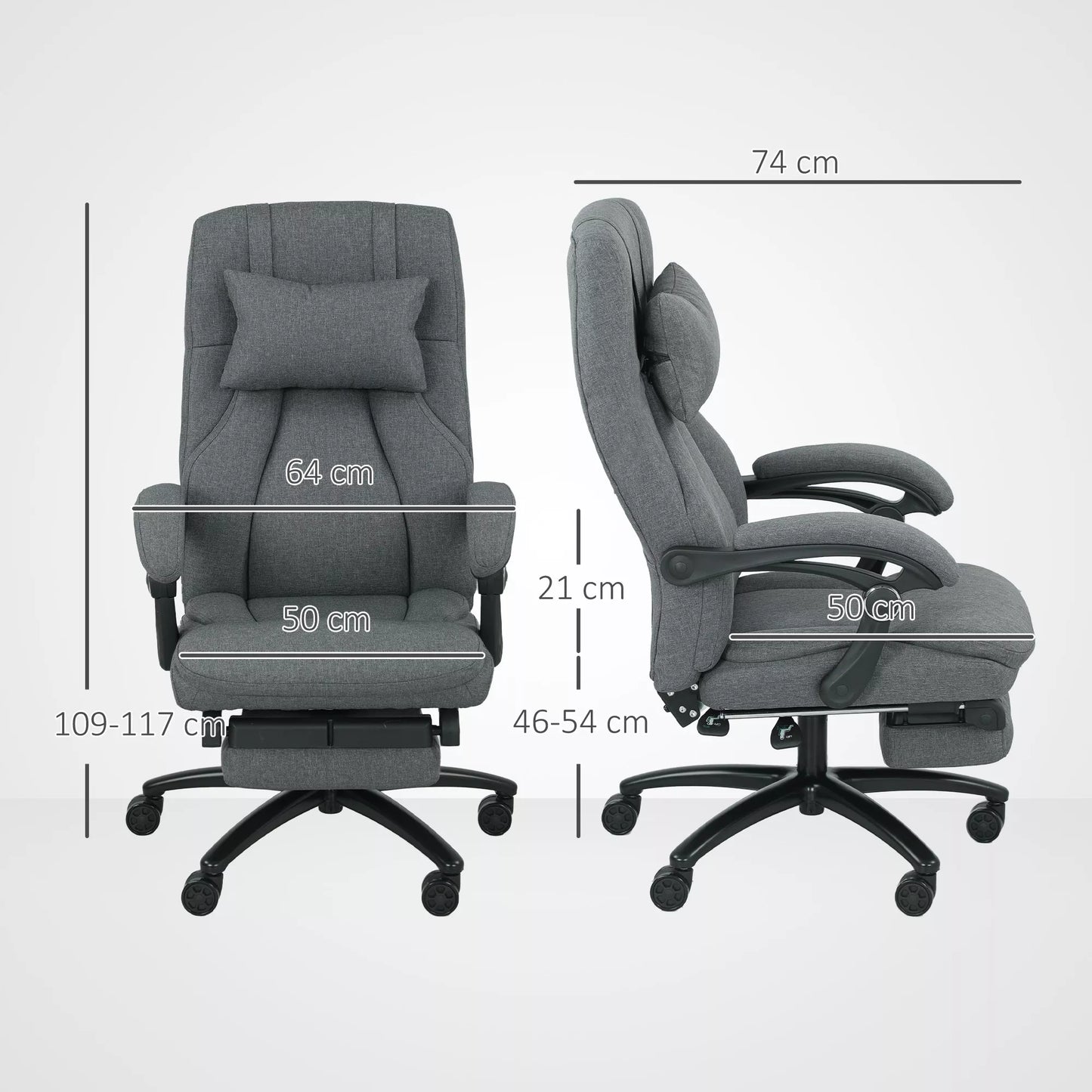 Masažinė biuro kėdė, USB sąsaja, pasukami ratai, tamsiai pilka