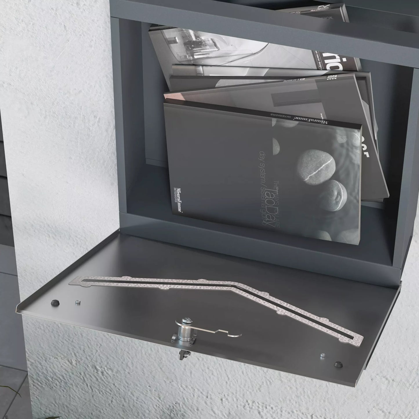 Pašto dėžutė, modernaus dizaino, atsparus oro sąlygoms, 37 cm x 10,5 cm x 37 cm, Pilka