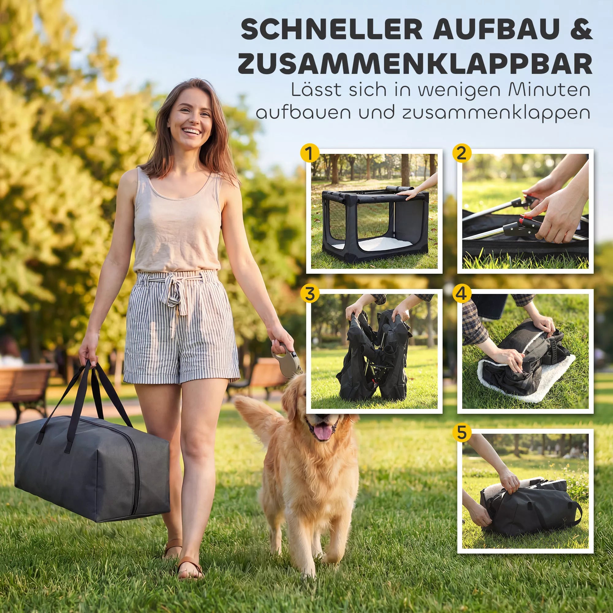 Sulankstoma šunų dėžė Šunų transportavimo dėžė su nuimamu, skalbiamu pagalvėle, pagaminta iš Oxford audinio, skirta šunims iki 30 kg, kariškos žalios spalvos.