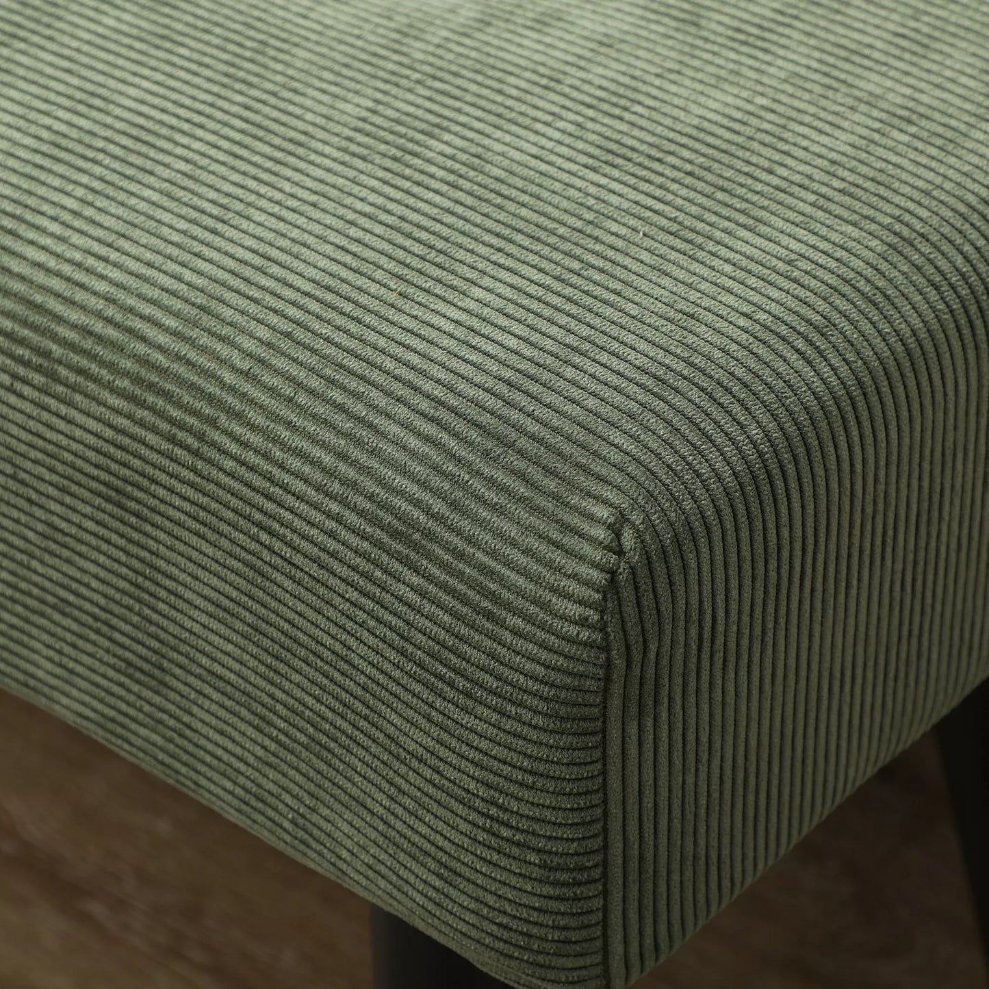 Sėdima bankelė su kordo apmušalu, minkšta bankelė su metalinėmis kojomis, avalynės bankelė 100 x 36 x 45 cm žalia