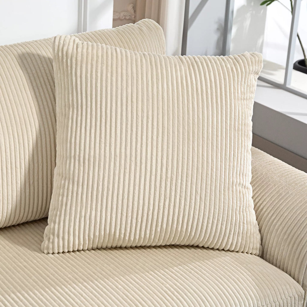 Trivietė sofa su pagalvėlėmis, 212 cm, kreminės spalvos