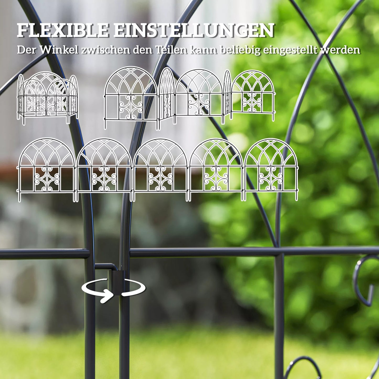 Juoda dekoratyvinė plieninė tvora, 300 cm x 70 cm, tvorių elementų rinkinys