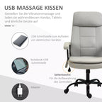 Smėlio spalvos biuro kėdė su USB masažo pagalvėle ir šonine kišene