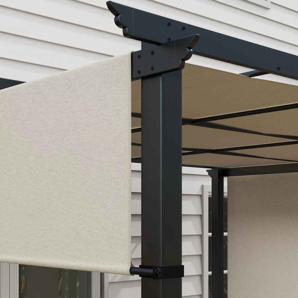 Markizė nuo saulės. Pergola, atspari oro sąlygoms, su tvirtinimo detalėmis, 3 x 3,5 m, smėlio spalvos