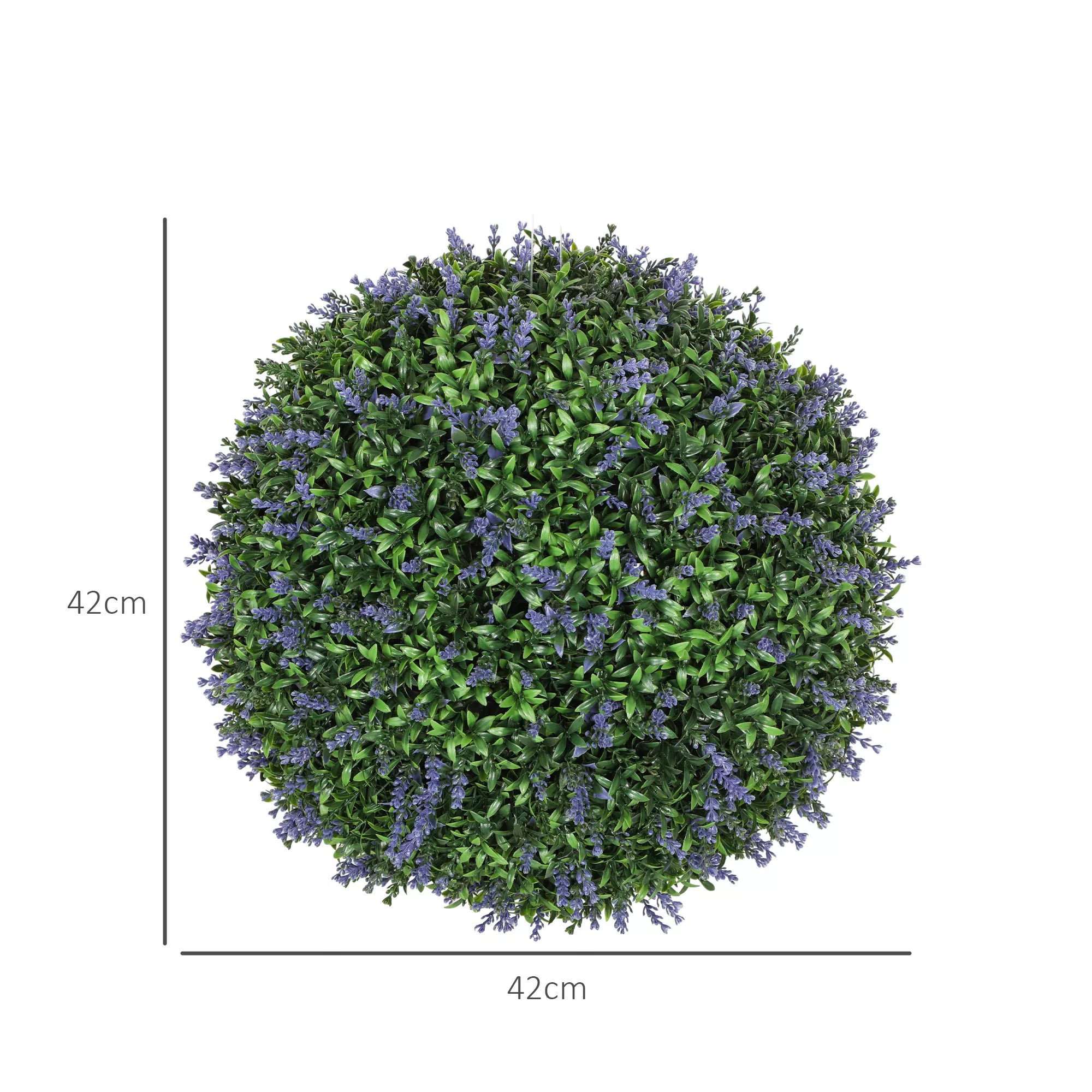 2 vnt. dirbtinių augalų rinkinys, rutulio formos, atsparūs UV spinduliams, dirbtiniai augalai, skirti naudoti viduje ir lauke, 42 cm, žali + violetiniai