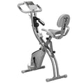 X-Bike 2-in-1 dviračių treniruoklis su LCD ekranu, širdies ritmo monitoriumi, sulankstomas namų treniruoklis su 8 pakopų magnetine varža, 1 poros pasipriešinimo gumos, plienas, pilka spalva, 105x48x118 cm