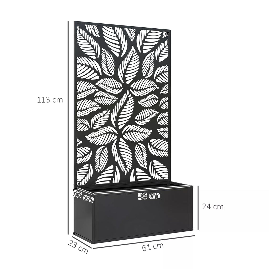 Pakelta metalinė lysvė su atrama, 61 x 23 x 113 cm, juodos spalvos