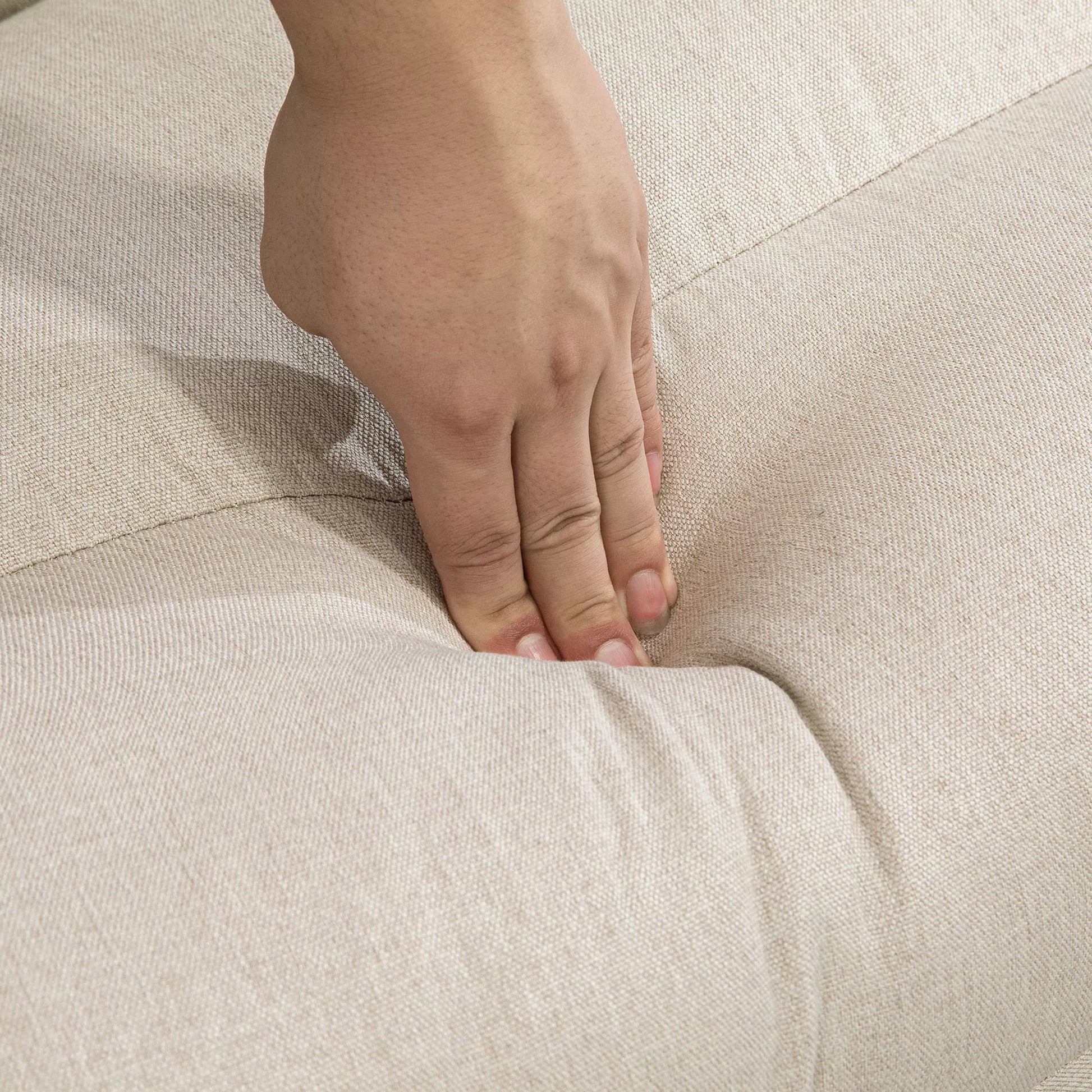 Sėdmaišis su miegojimo funkcija, reguliuojamu atlošu, sulankstomas, iki 120kg, 70 x 72 x 56 cm, smėlio spalvos