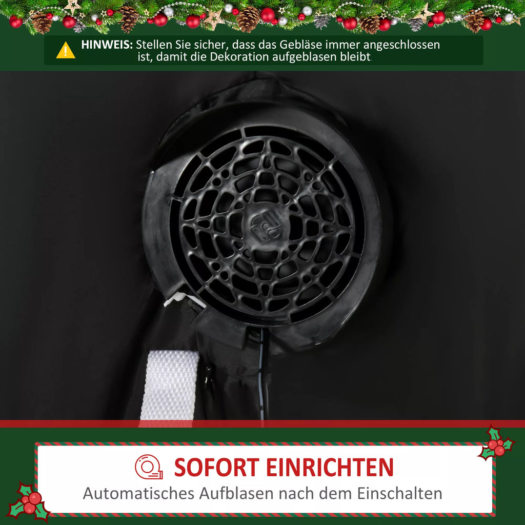 Aukštas 2,40 m Kalėdų Senelis su LED apšvietimu, savaime prisipučiančios sodo dekoracijos
