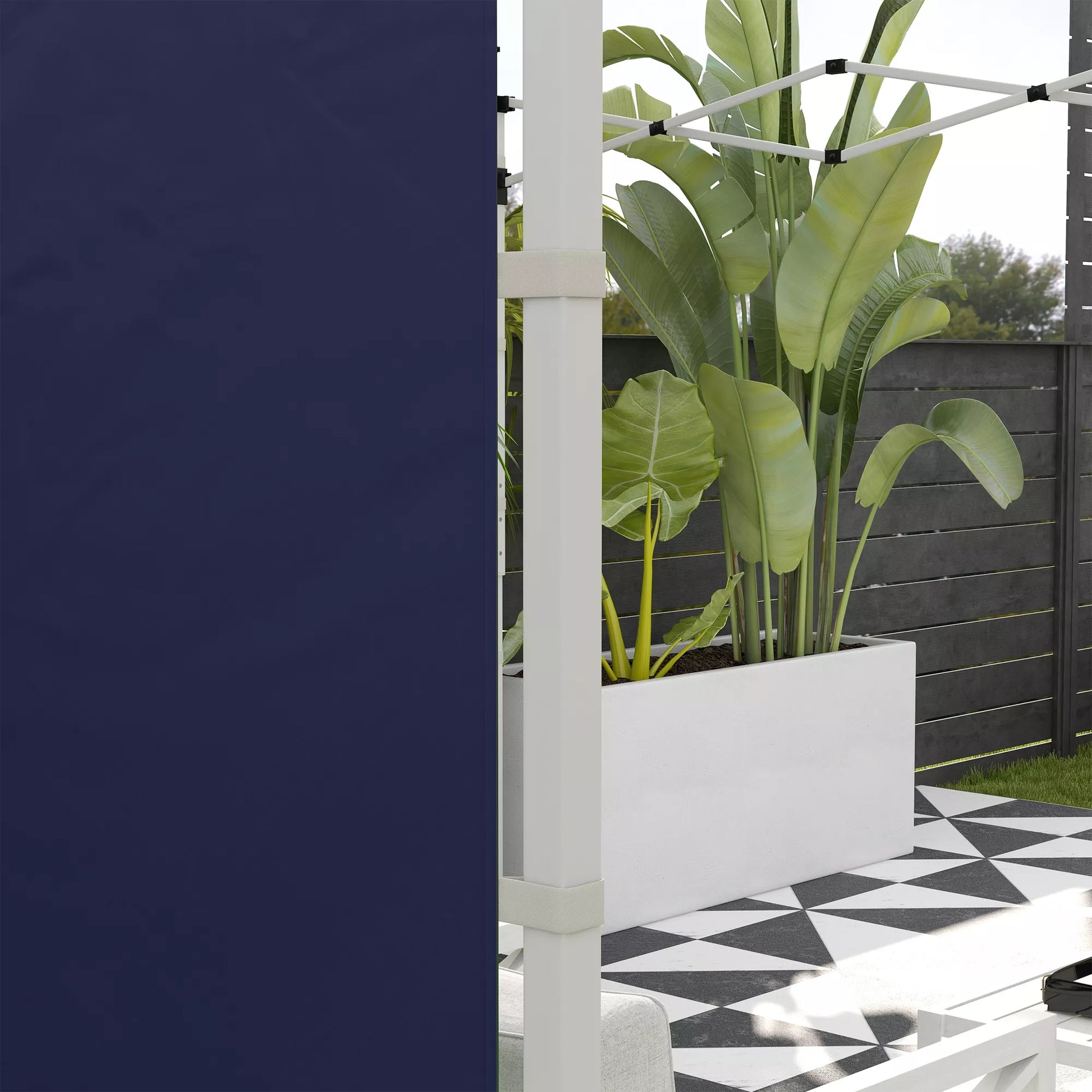 Pavilion užuolaidos, 2 vnt. rinkinys, skirtas 3x6 m arba 3x3 m sodo paviljonams, su langais ir durimis, mėlynos spalvos