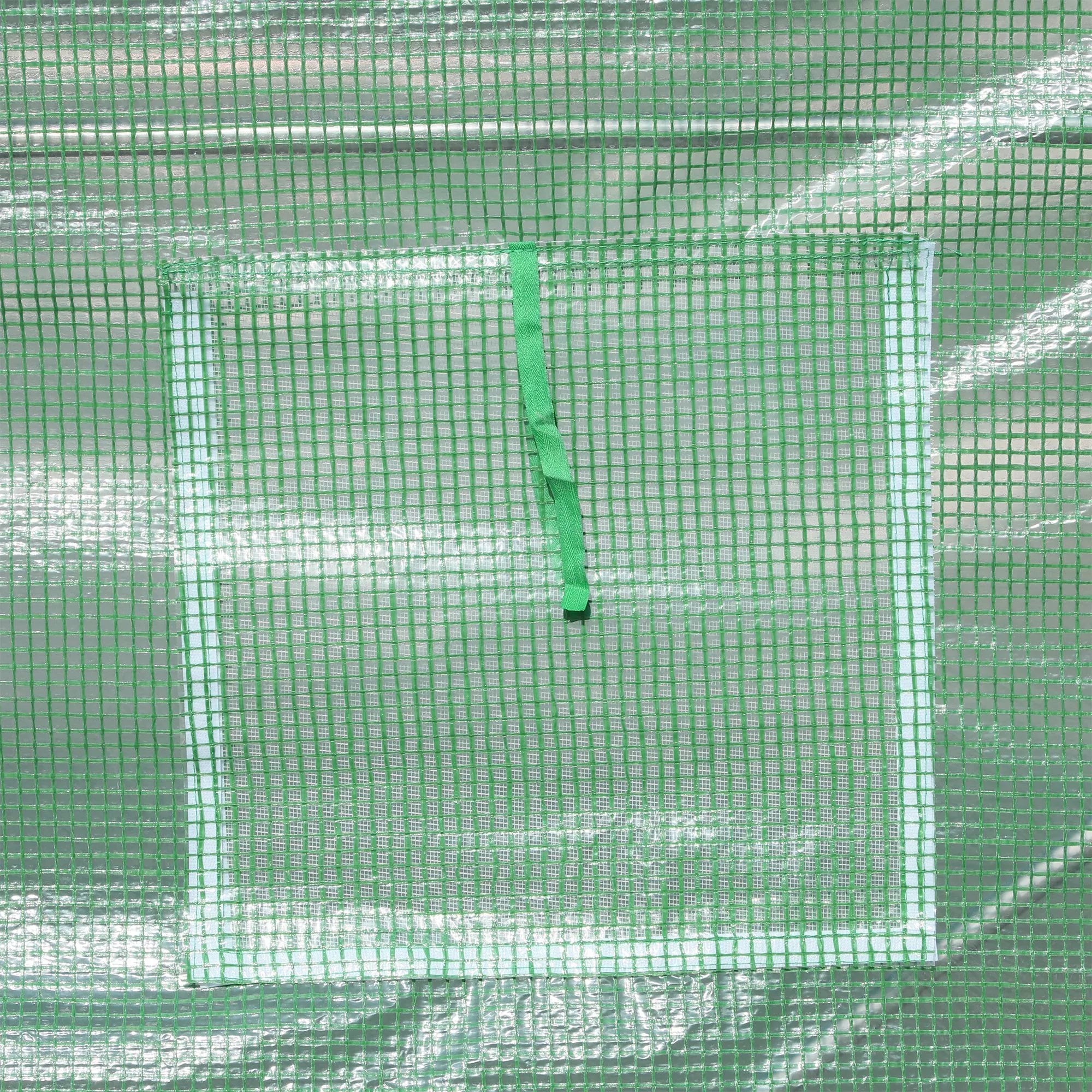 Šiltnamis 500x200x205 cm Plėvelinis šiltnamis Pomidorų šiltnamis su durimis, 8 langais, plėvelinis tunelis iš cinkuoto plieno, PE, tvirtas šiltnamis Augalų tunelis, įskaitant žemės inkaro ir virves, žalias