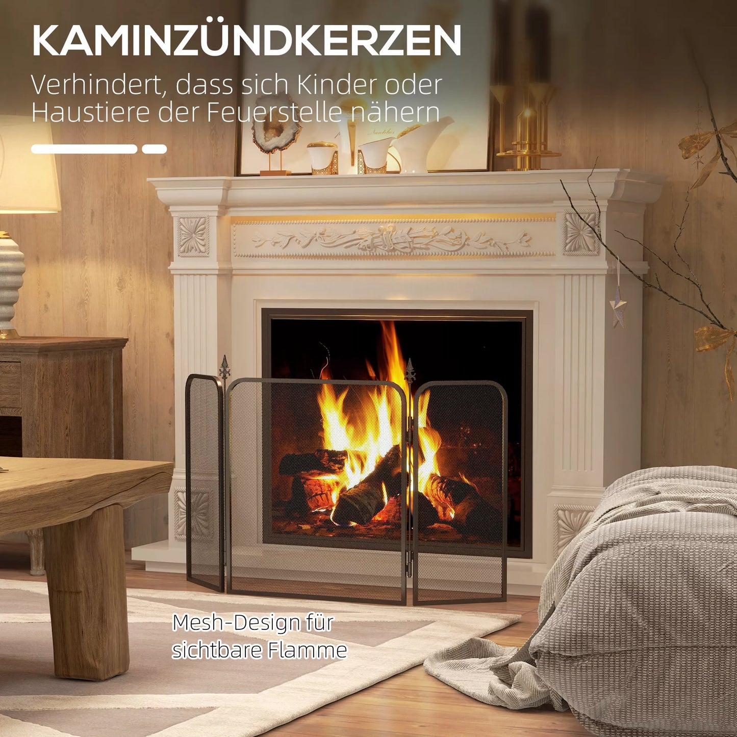 Sulankstomas metalinis židinio ekranas, 96 x 1,3 x 56 cm, juodas