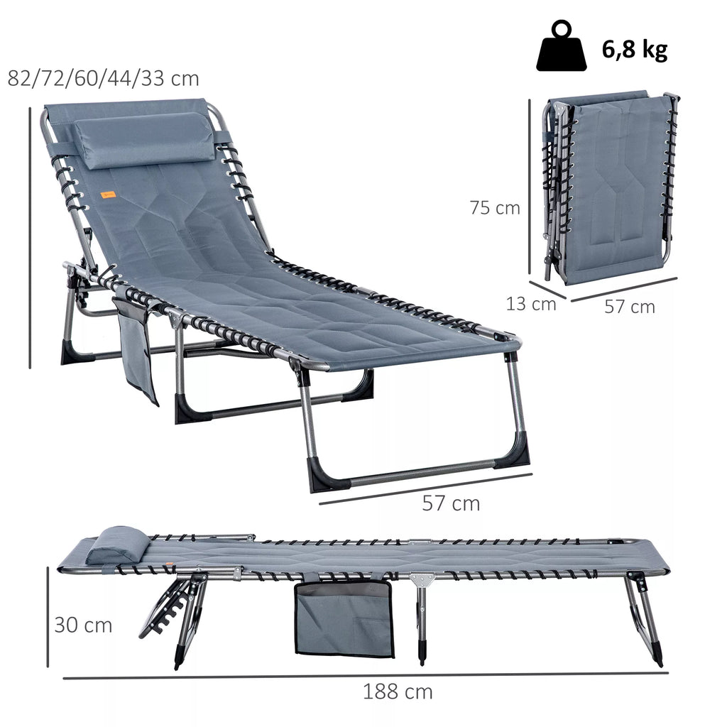 Techninė schema su gulto matmenimis: ilgis 188 cm, plotis 57 cm, svoris 6,8 kg, sulankstyto dydis 75x13x57 cm.
