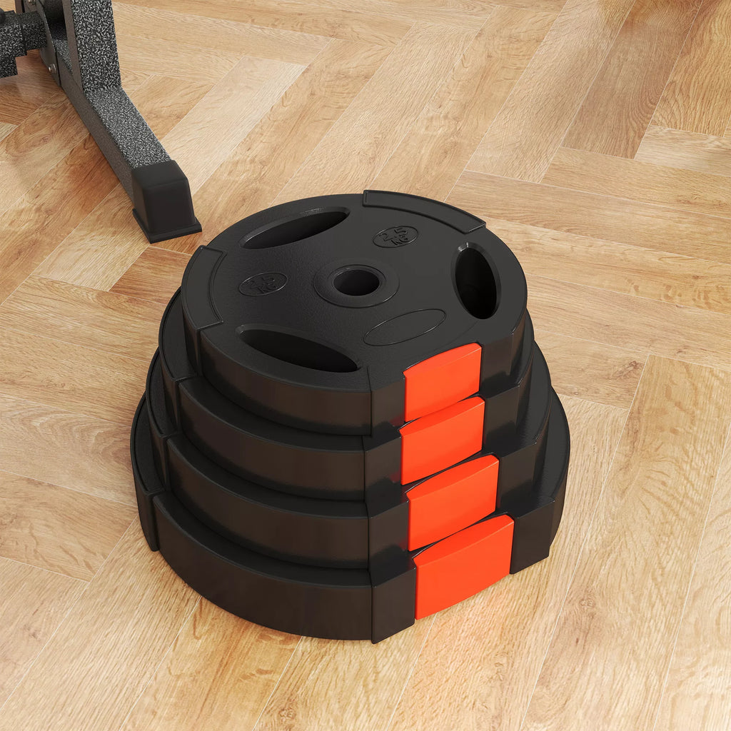 4 vnt. svorių plokščių rinkinys treniruotėms, sporto salėms, namų treniruotėms, jėgos treniruotėms, 2 x 7,5 kg ir 2 x 5 kg, juodos spalvos