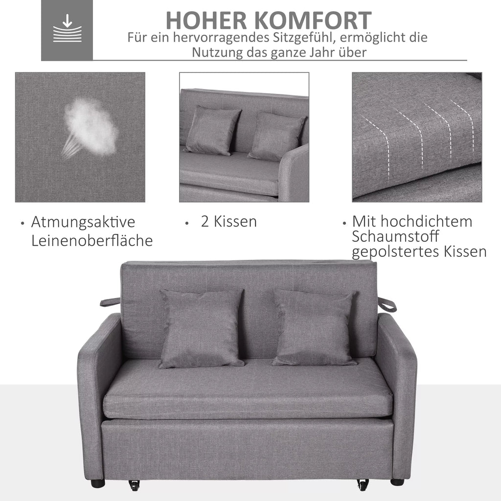 Dvivietė miegamoji sofa su daiktadėže, lengvai transformuojama, lankstus dizainas, pilka