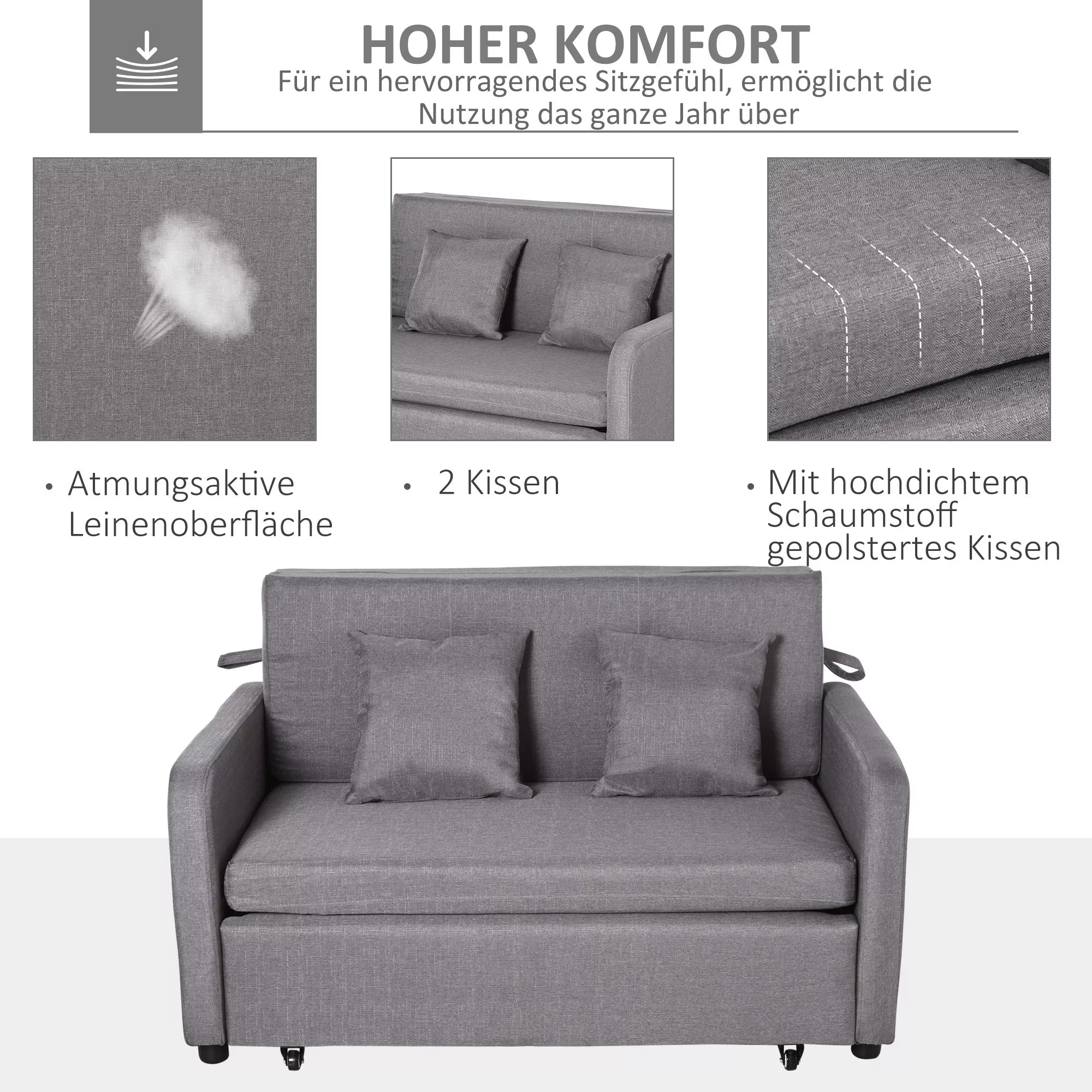 Dvivietė miegamoji sofa su daiktadėže, lengvai transformuojama, lankstus dizainas, pilka