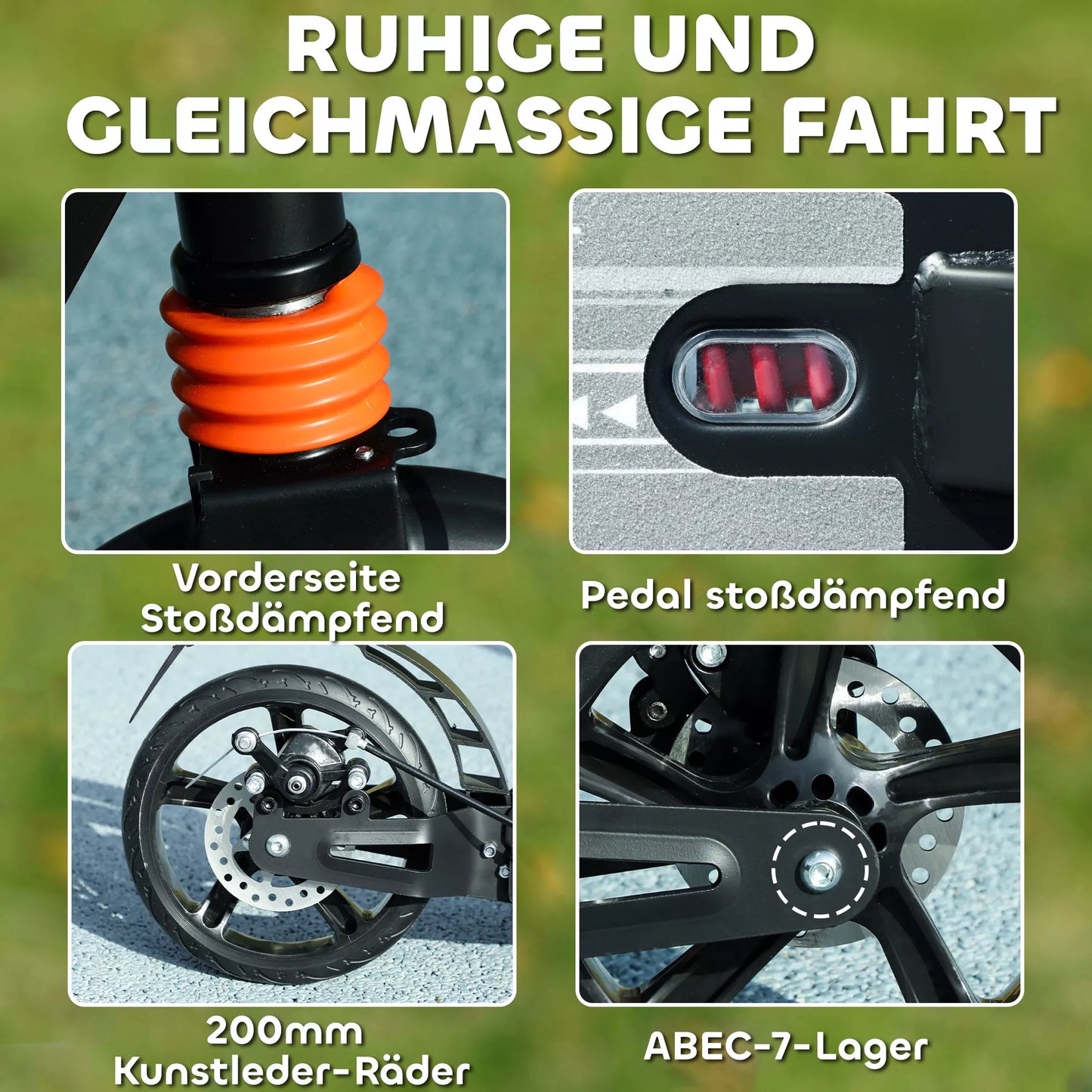 Vaikiškas riedlentė su reguliuojamais rankenomis, sulankstoma vaikiška riedlentė vaikams nuo 6 iki 12 metų, 94 x 36 x 88–103 cm, juoda spalva