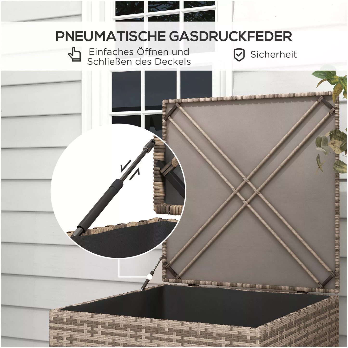 Poliratano dėžė daiktams, vidinis audinio pamušalas, lengvas atidarymas/uždarymas, metalinis rėmas, 75P x 75G x 70A cm, juoda