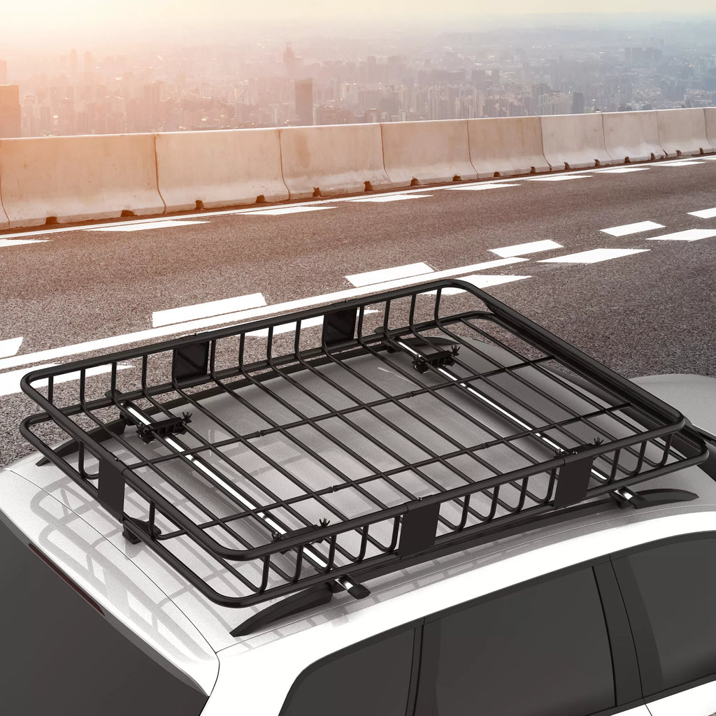 Stogo bagažinė Automobilių stogo krepšys iš metalo 162x99x16cm Universalus bagažinės stogo bagažinės keliamoji galia 100 kg Bagažinė stovyklavimui, kepimui, kelionėms automobiliu Juoda