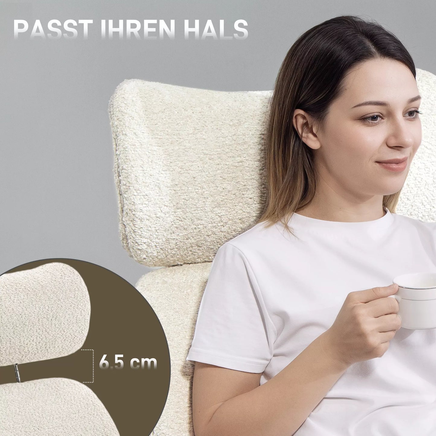 Ergonomiška biuro kėdė su reguliuojama galvos atrama, svyravimo funkcija, aukščio reguliavimu, pilkos ir baltos spalvos