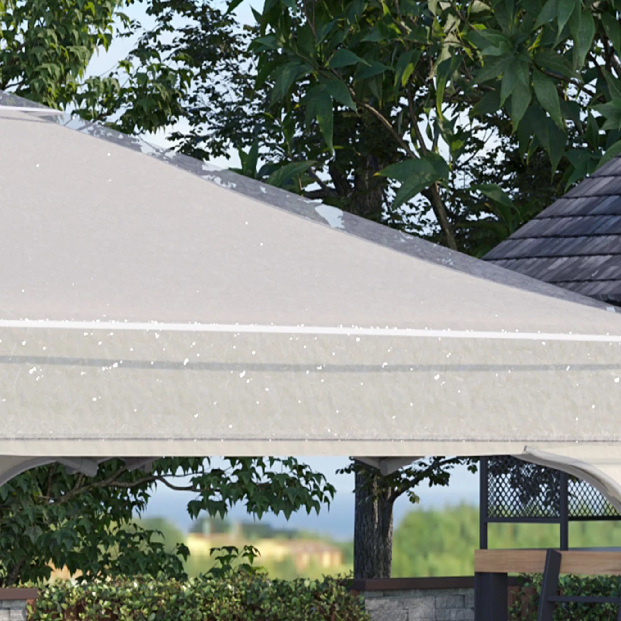 Pavilion lietaus dangtis, sodo paviljono apsauga, atspari vėjui, atspari vandeniui, plastikinė brezentinė danga, 300L x 300B x 80H cm
