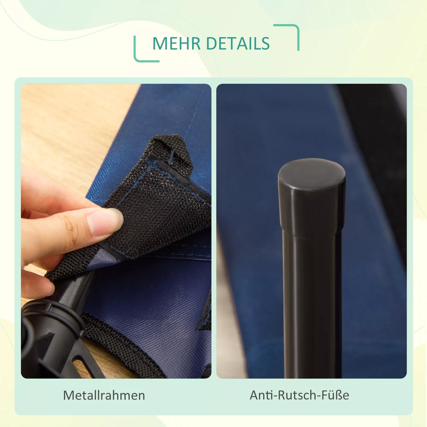 Šunų ir kačių lauko lova, augintinio gultas, miego vieta, plieninis rėmas, 600D Oksfordo audinys, mėlyna, 76 x 61 x 18 cm