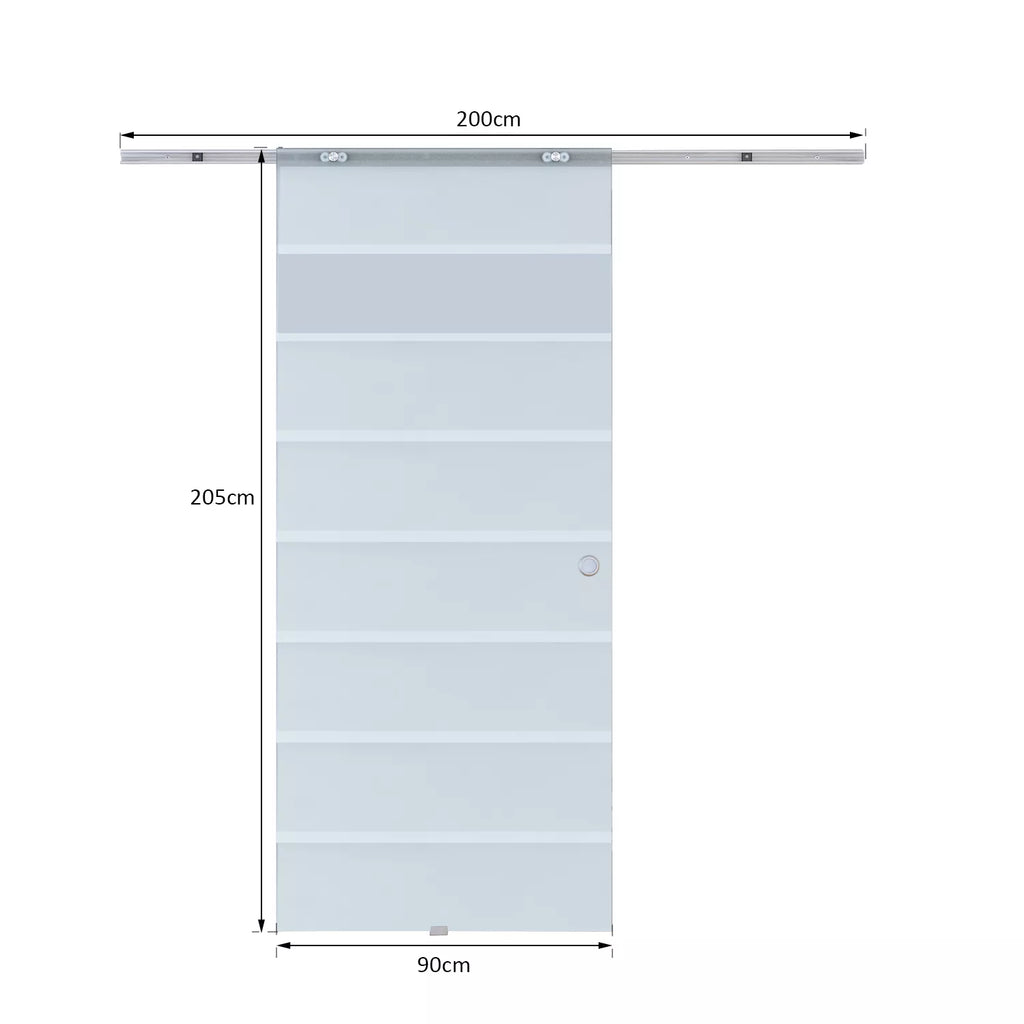 Schema su durų matmenimis: 90 × 205 cm