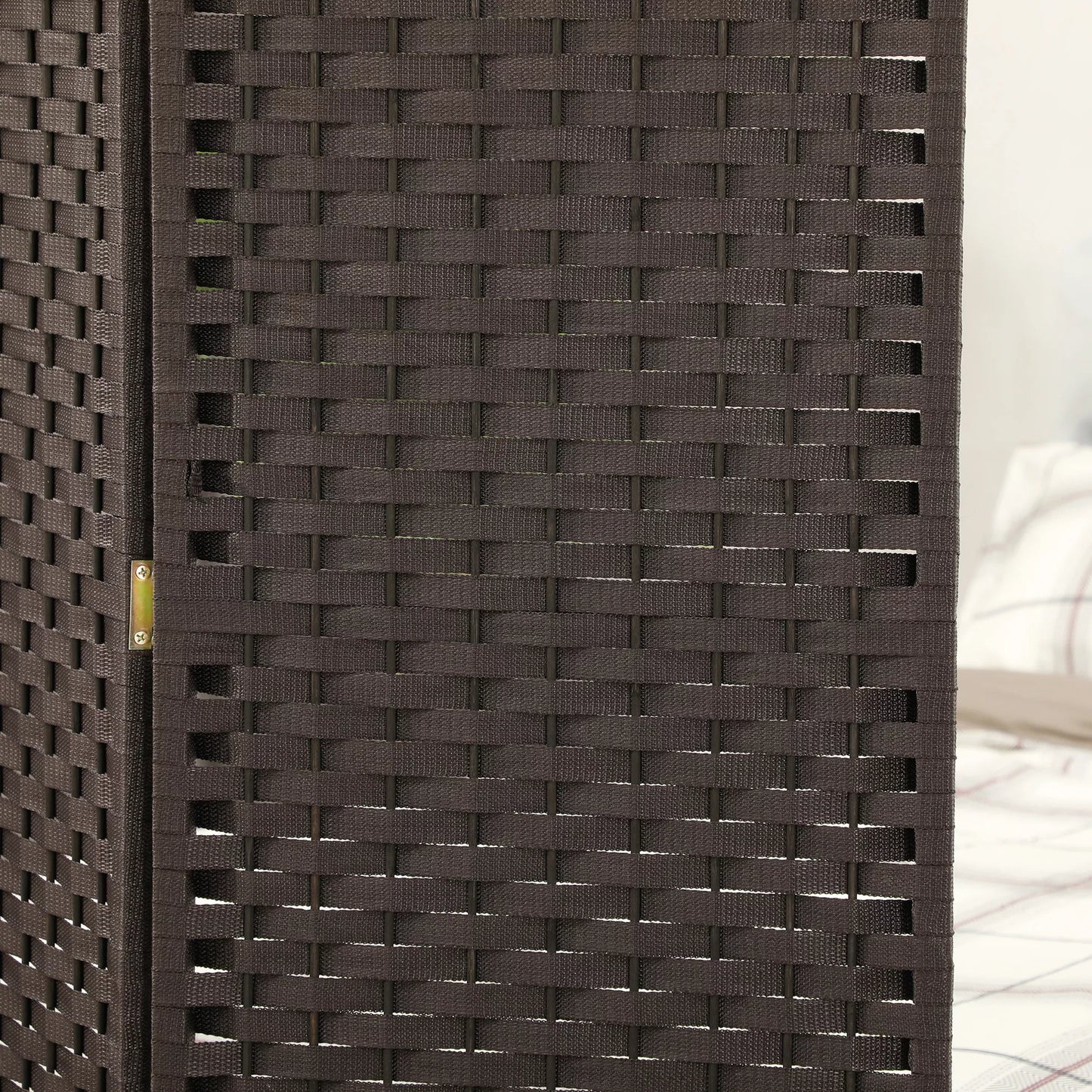 4 dalių pertvara, sulankstomas privatumo skydas, sienelė privatumui svetainei, miegamajam, namų biurui, ruda