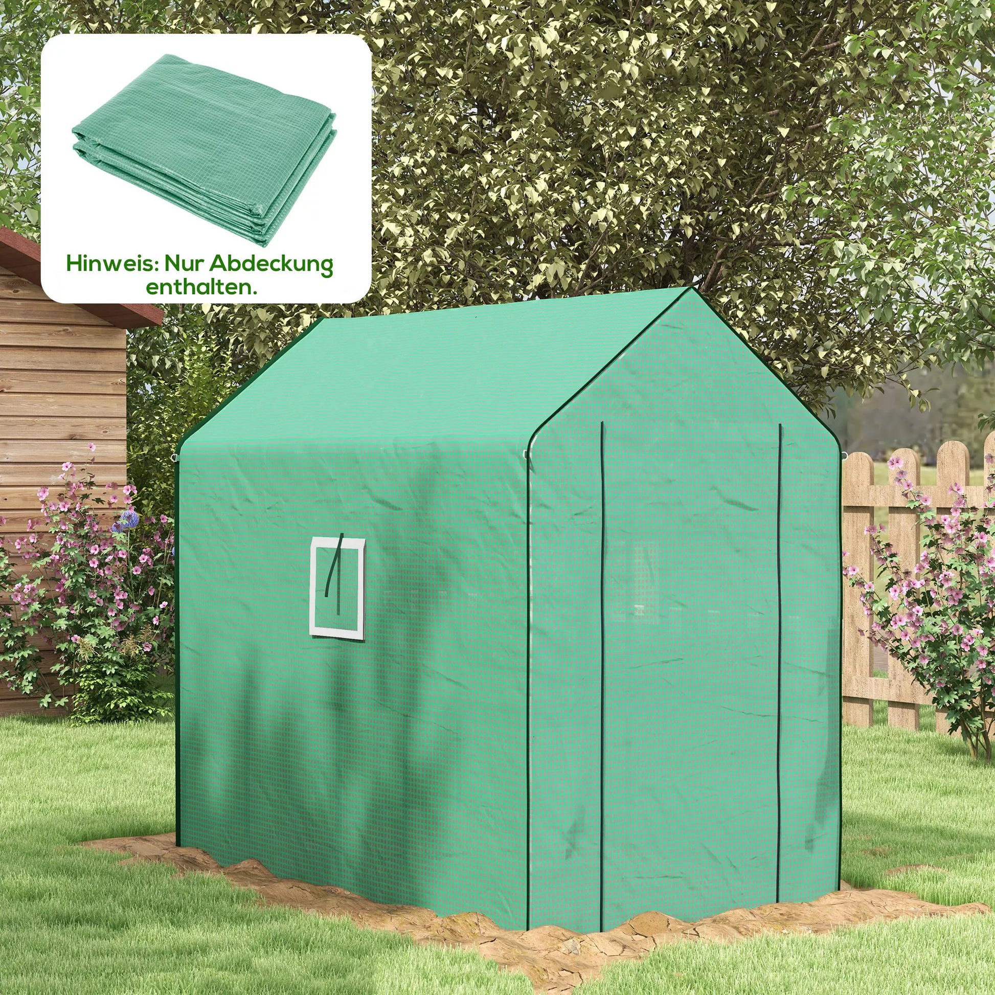 Šiltnamio plėvelė (danga), atspari UV spinduliams, 140x213x190 cm (žalia)