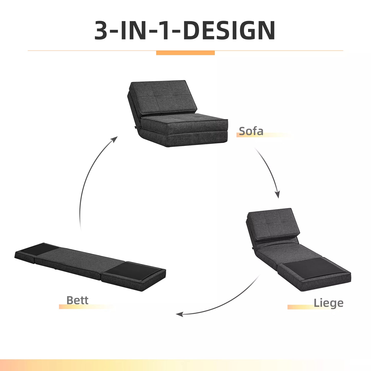 Grindinis krėslas, reguliuojamas sulankstomas krėslas, 61 x 73 x 58 cm, tamsiai pilkas