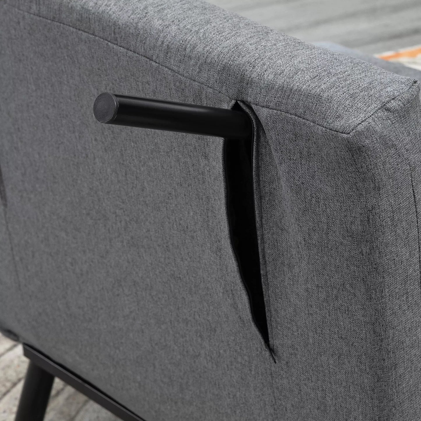 Sulankstomas fotelis su miegojimo funkcija, atlenkiamas poilsio fotelis su linine išvaizda, reguliuojama atlošo atrama, 75 x 70 x 75 cm, tamsiai pilkas