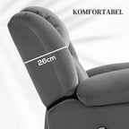 Tamsiai pilko krėslo minkšto atlošo detalė – 26 cm matmuo iš arti