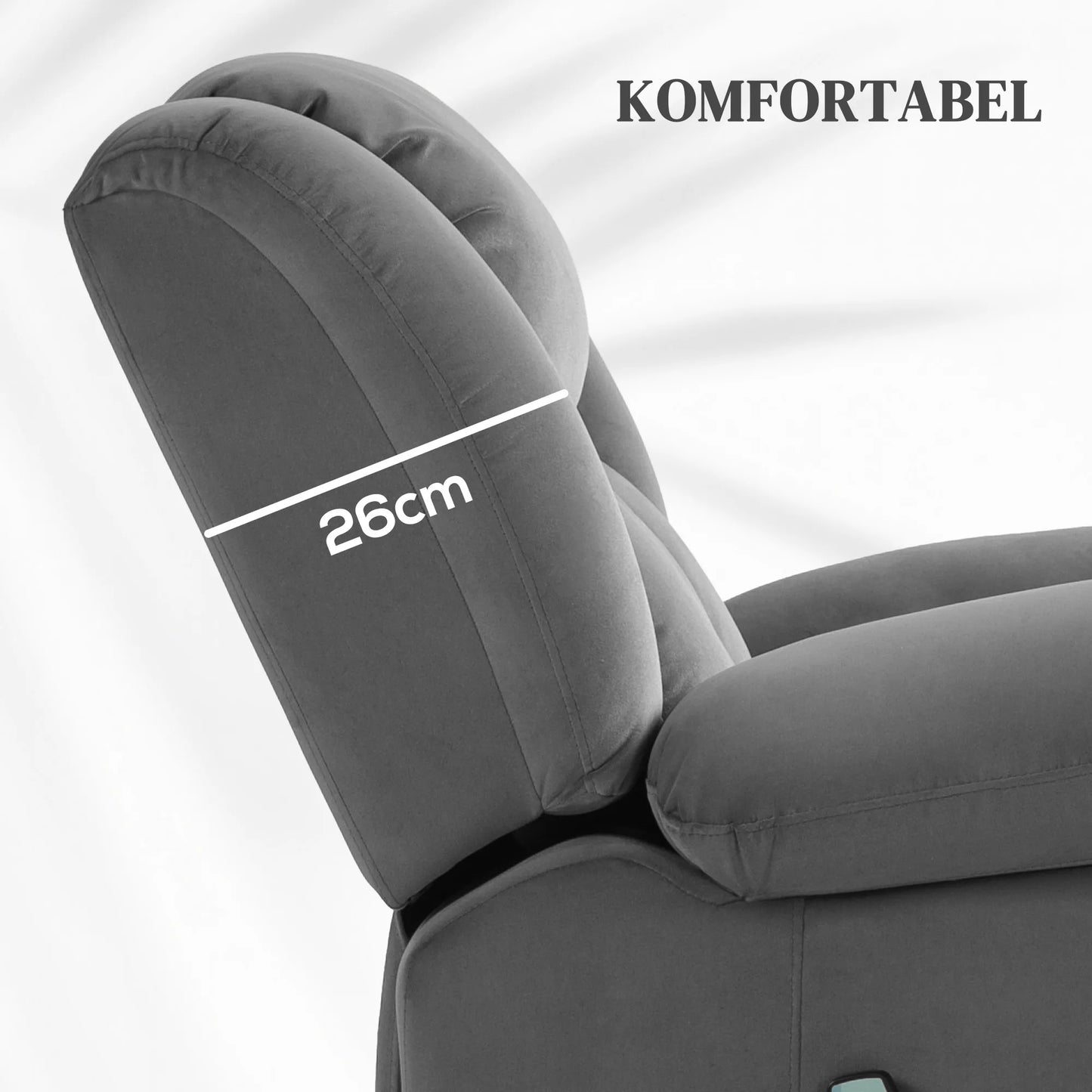 Elektrinis fotelis su pakėlimo funkcija, minkštas, aksominis audinys, USB jungtys