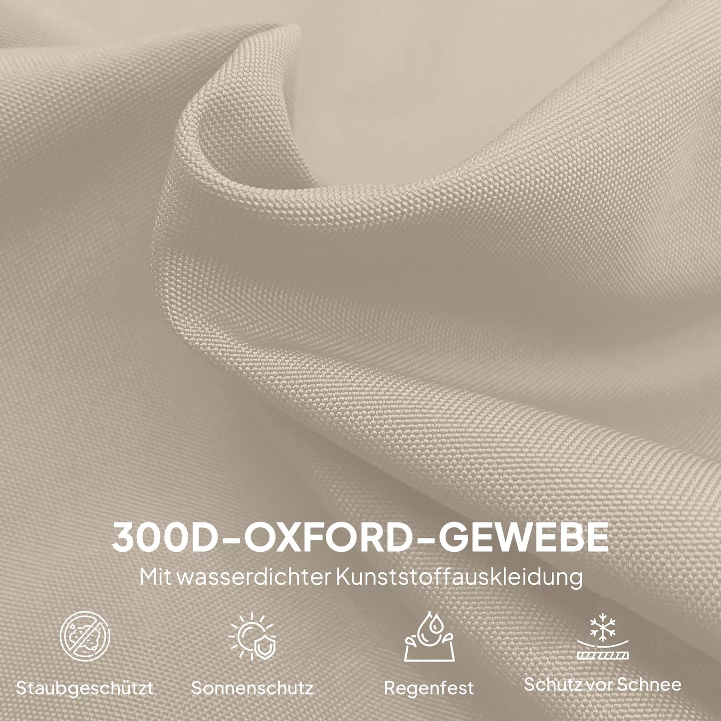 Apsauginė skėčio nuo saulės danga Ø 400 cm, atspari vandeniui, apsauganti nuo oro sąlygų, su stulpu, užtrauktuku, raišteliu, Oksfordo audiniu, UV spinduliams atspari atverčiama skėčio nuo saulės danga 220 × 56 cm, smėlio spalvos