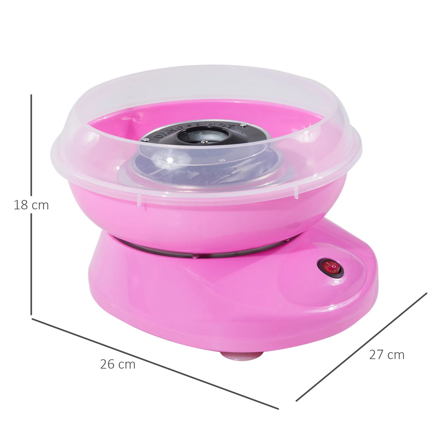 Cukraus vatos aparatas namams su lazdelėmis ir matavimo šaukšteliu, 550 W, aukštis 18 cm, rožinis