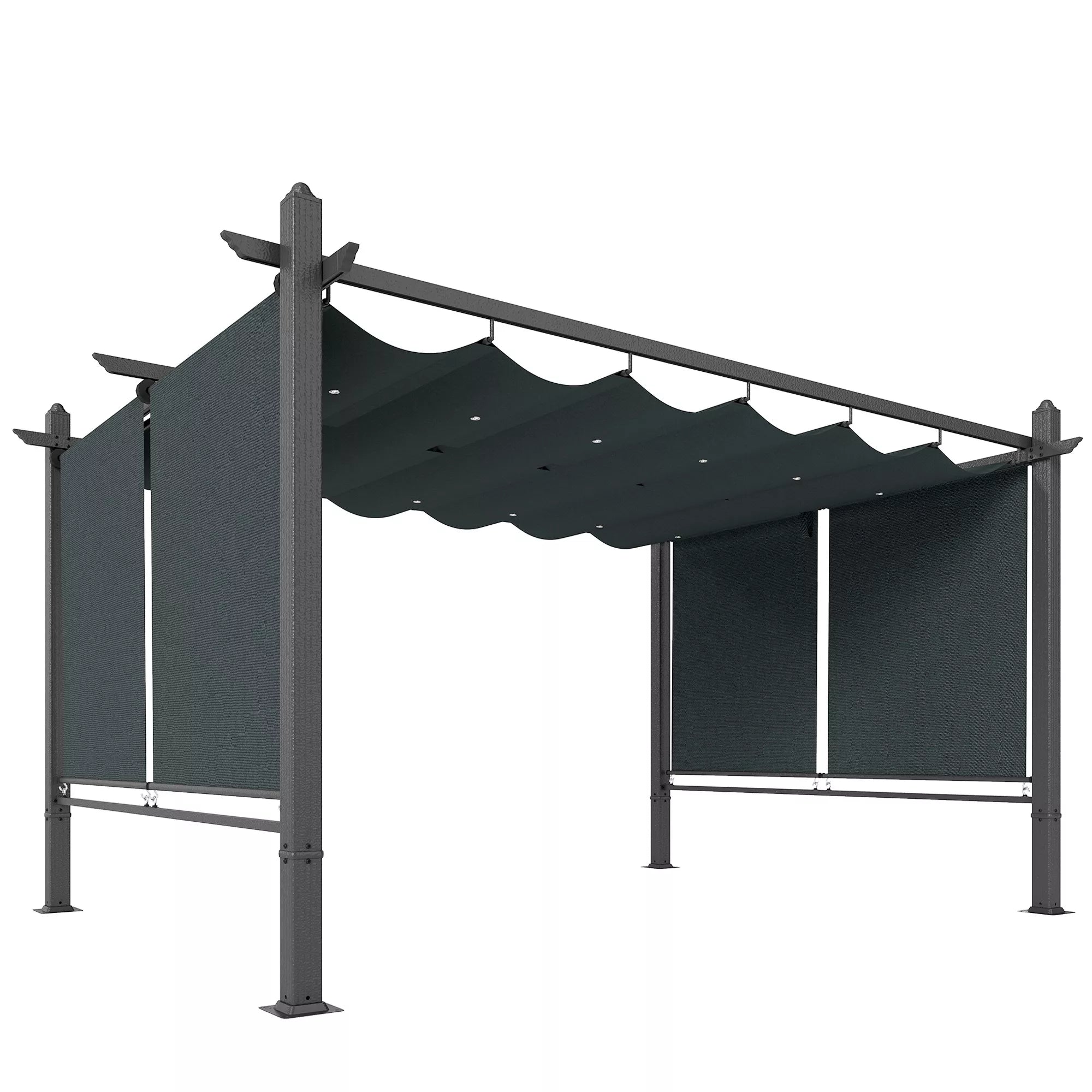 Terasos pergola su ištraukiamu stogu – 392 × 297 × 225 cm, tamsiai pilka