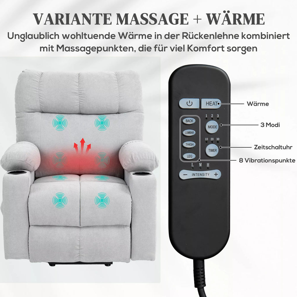 Grafika apie krėslo masažo ir šildymo funkciją