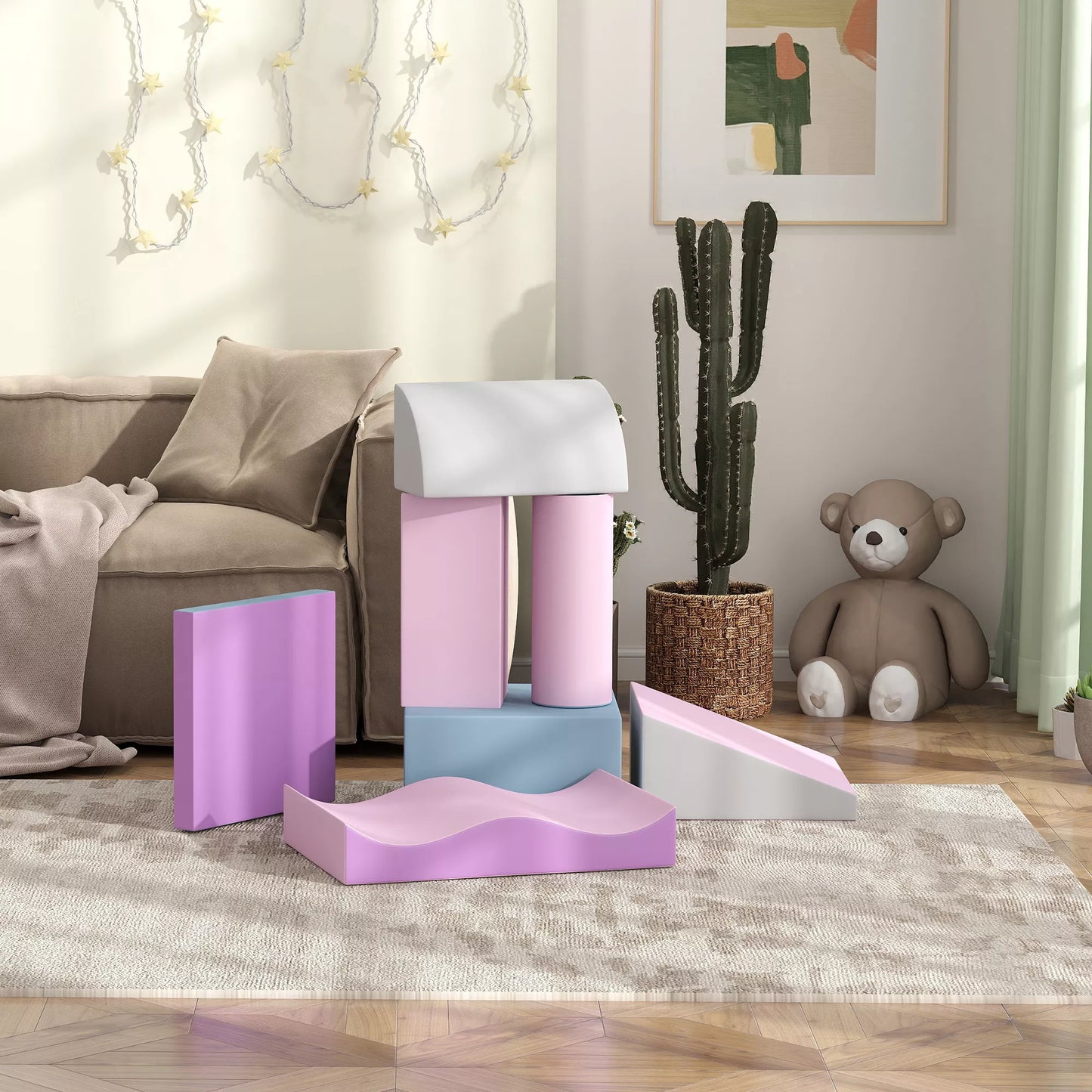 Putų plastiko konstruktoriai vaikams, skatina kūrybiškumą, dirbtinė oda, 40x40x20 cm, įvairių spalvų, 1–3 metai