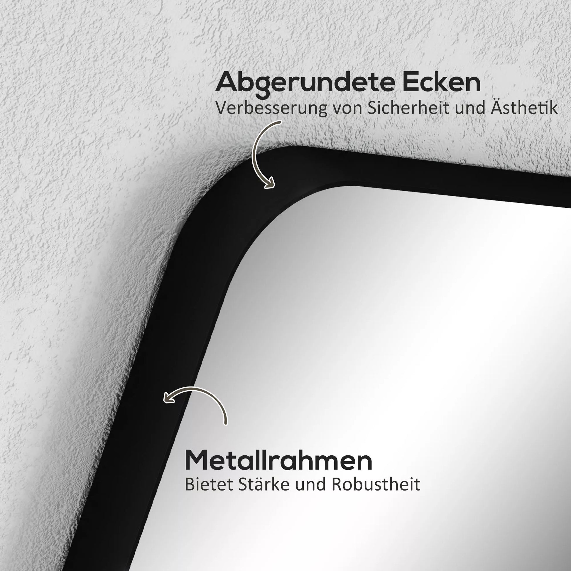 Sieninis vonios veidrodis su apsaugine plėvele nuo skeveldrų, metaliniu rėmu, 50 x 70 cm, juodas