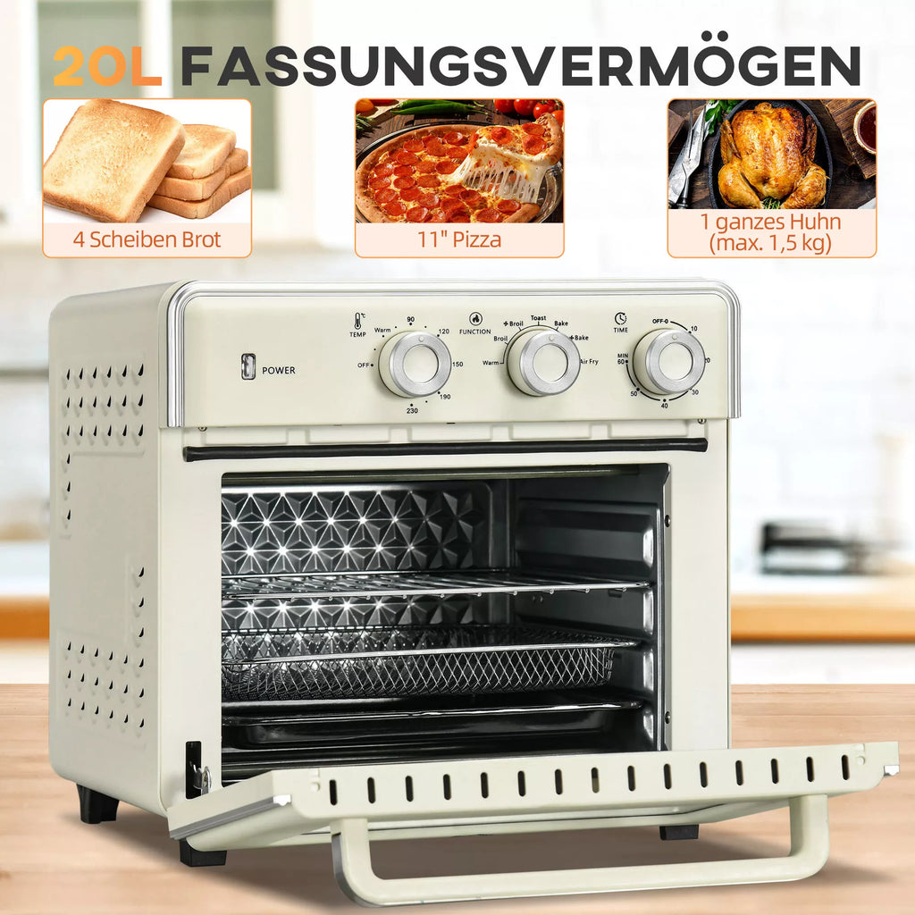 Elektrinė mini krosnelė, 1400 W, 20 l, kreminė ir sidabrinė