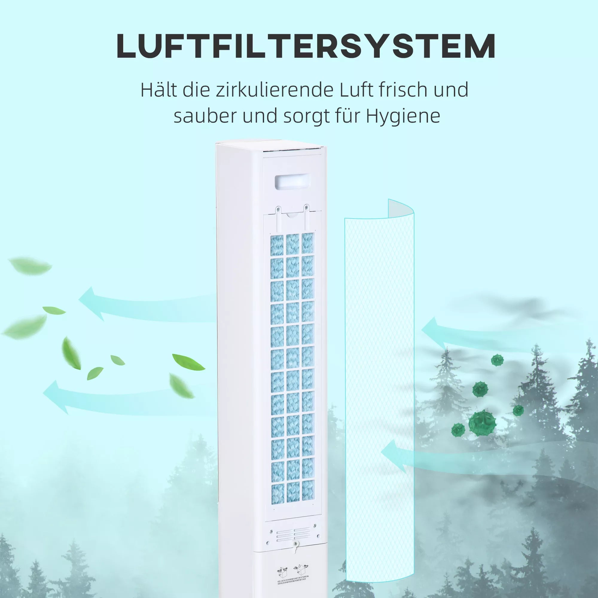 Kolonos ventiliatorius, koloninės formos oro kondicionierius, pasukamas 52 laipsniais, tylus veikimas, 3 veikimo režimai, 3 greičiai