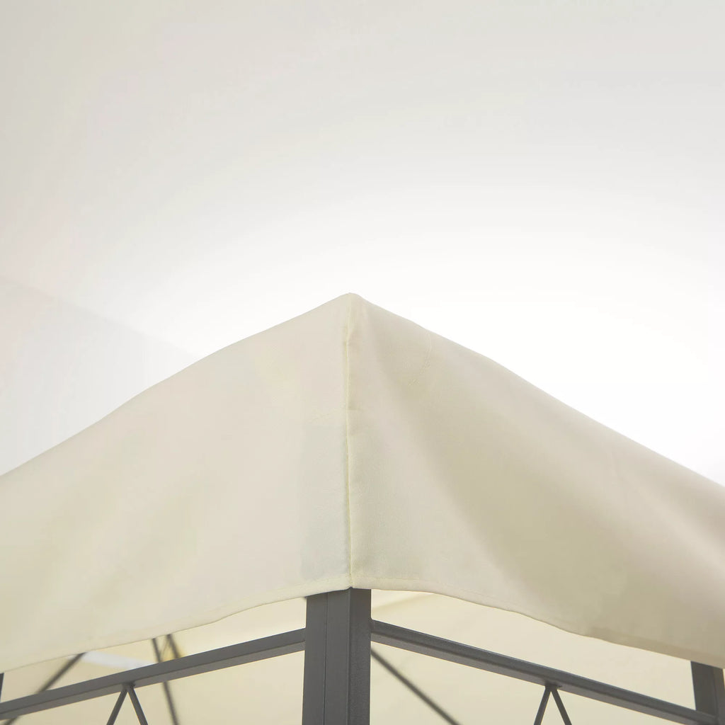 Pavilionui skirtas atsarginis stogas, 3 x 4 m, vandeniui atsparus, su dvigubu stogu, atsarginis apvalkalas sodo paviljonui, atsarginės dalys iš poliesterio audinio, kreminės baltos spalvos