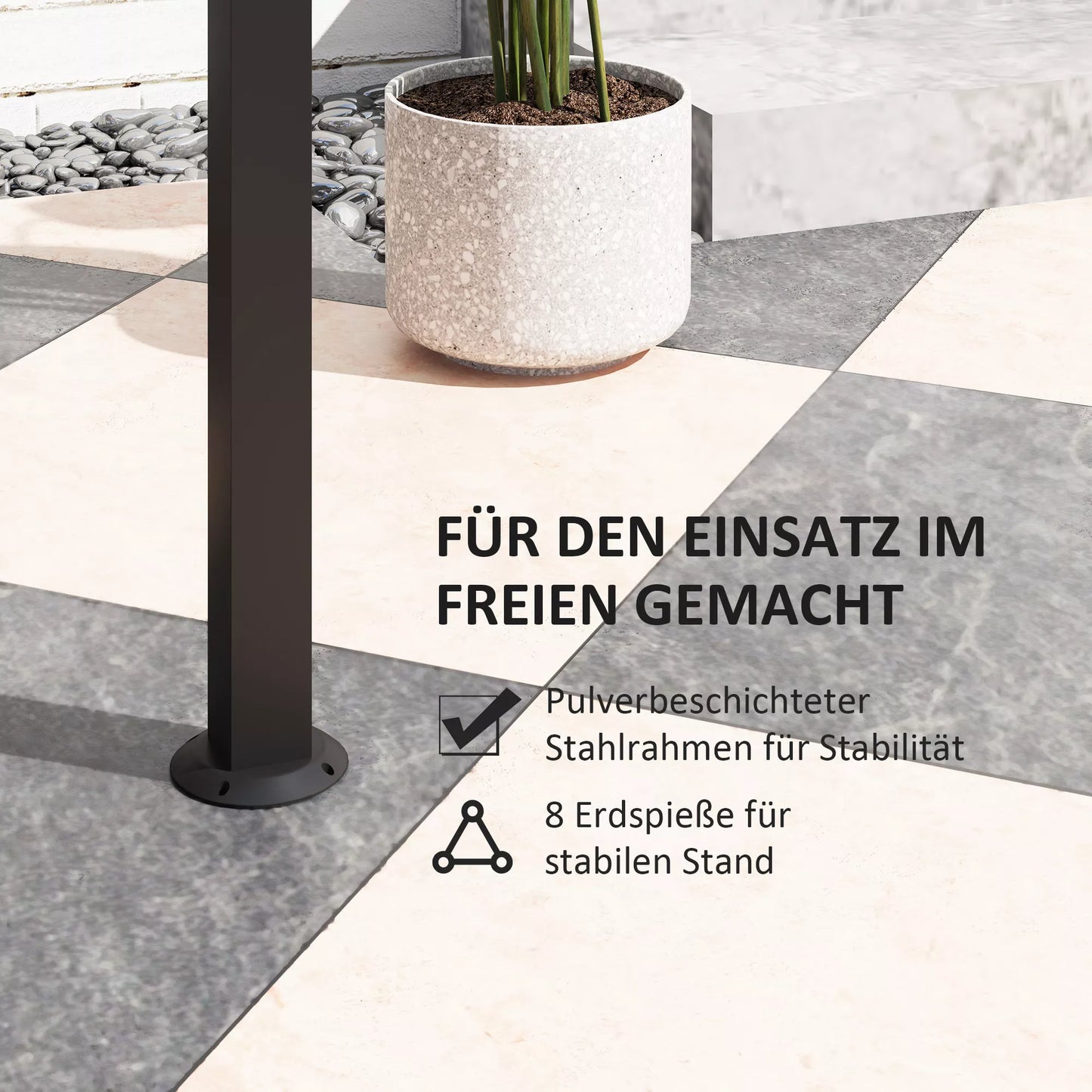 Grilio pavėsinė, 2 šoniniai staliukai, kabliukai, plieninis rėmas, 1,1 x 2,3 m, tamsiai pilka