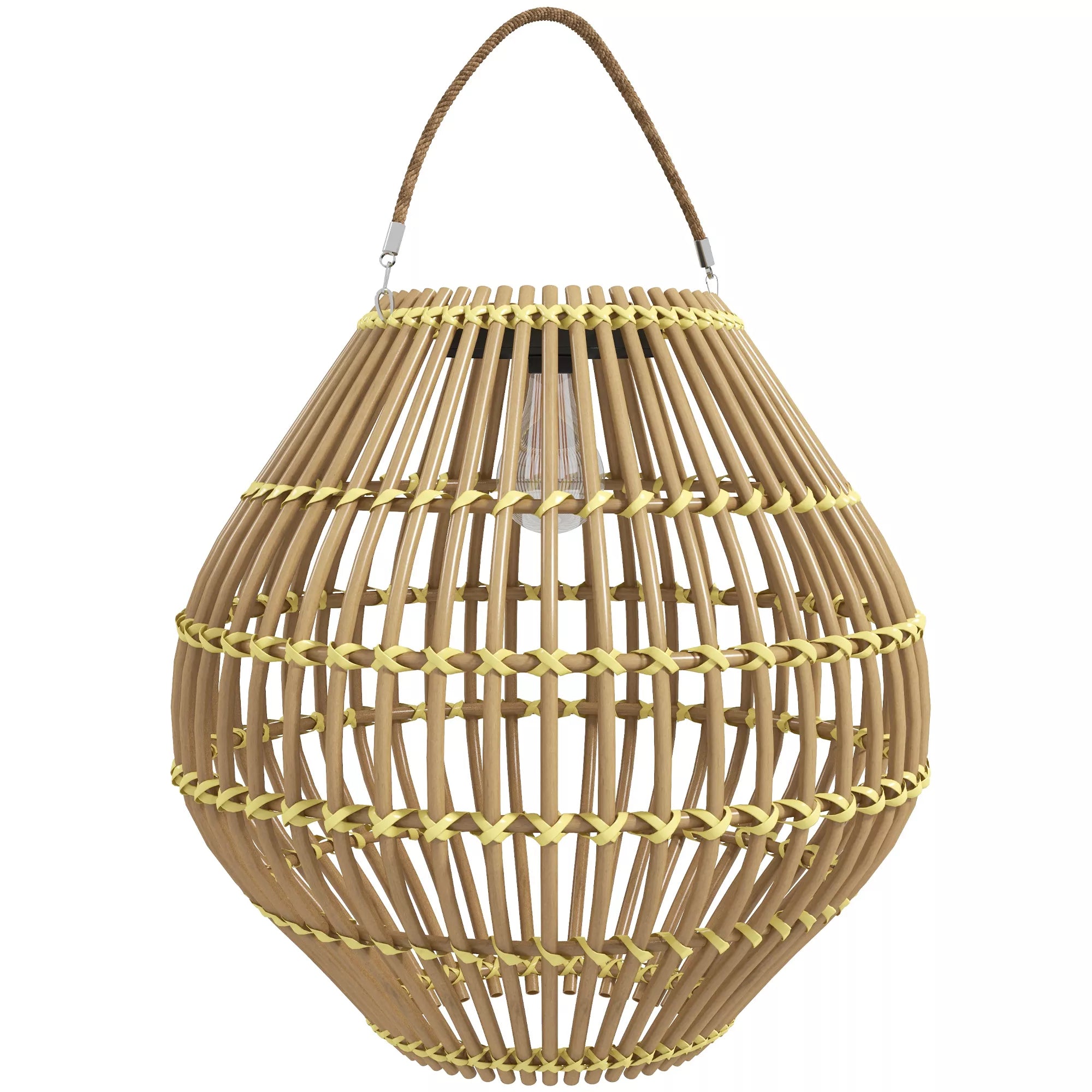 Sodo lempa Saulės lempa Sodo saulės lempa, PE rotangas, boho stilius, 31 cm x 31 cm x 32 cm, geltona