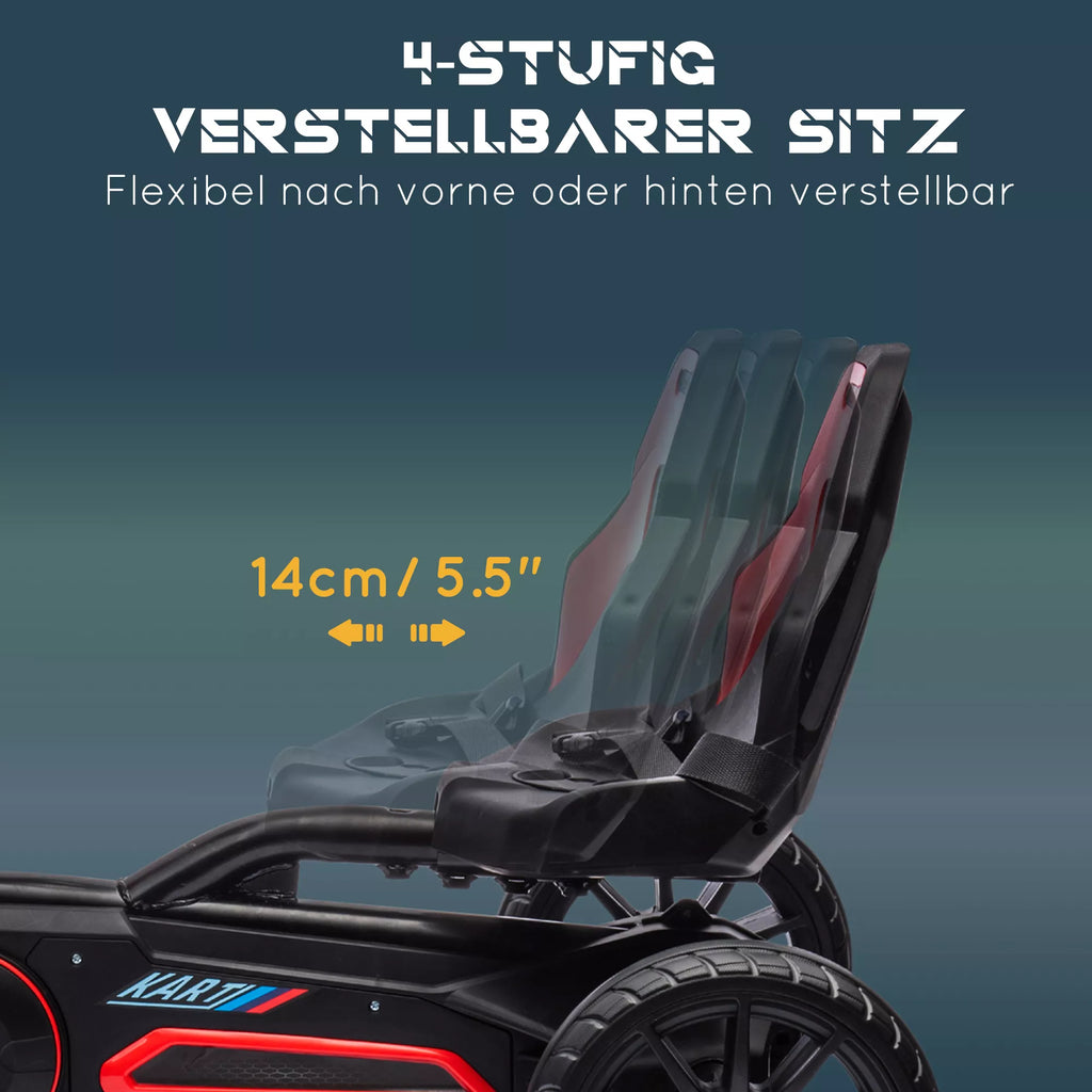 Pedalinis kartingas su atbuline pavara, vaikams nuo 3 iki 8 metų, raudonos spalvos