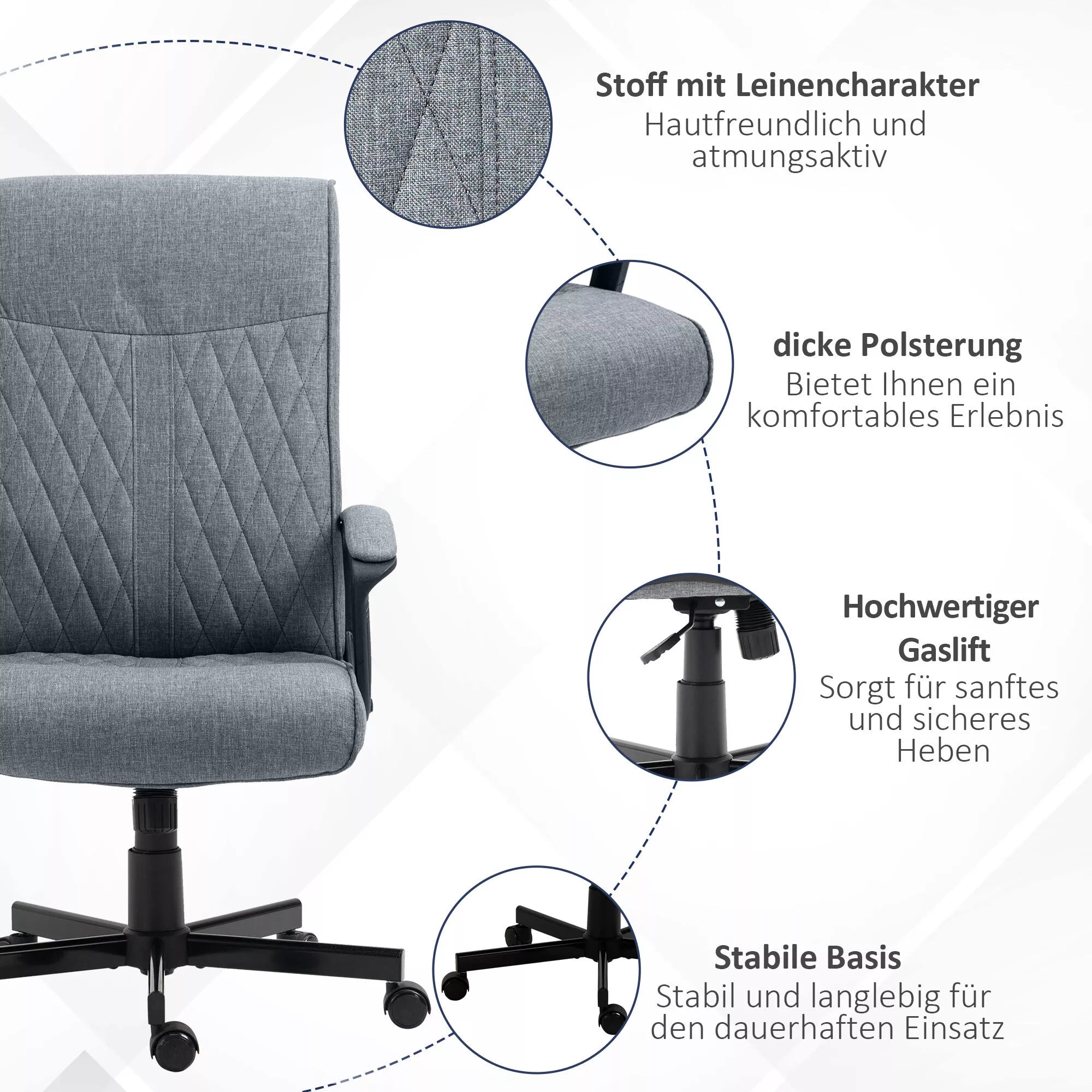 Biuro kėdė, kompiuterio kėdė, reguliuojamo aukščio, nuolydžio, ergonomiška biuro kėdė, pilka