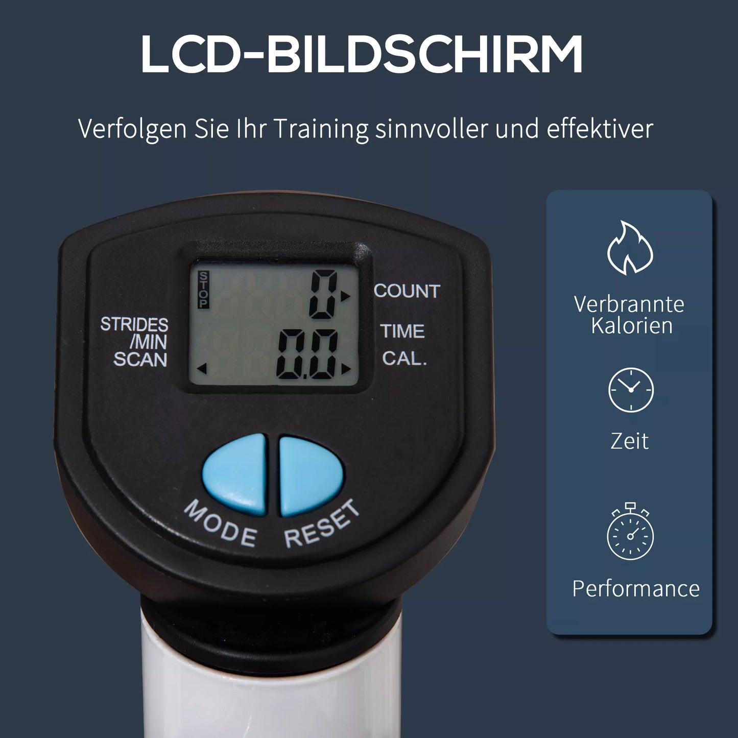 Steperis, LCD ekranas, neslystantys pedalai, plienas ir ABS, 55x44x108 cm, iki 100 kg