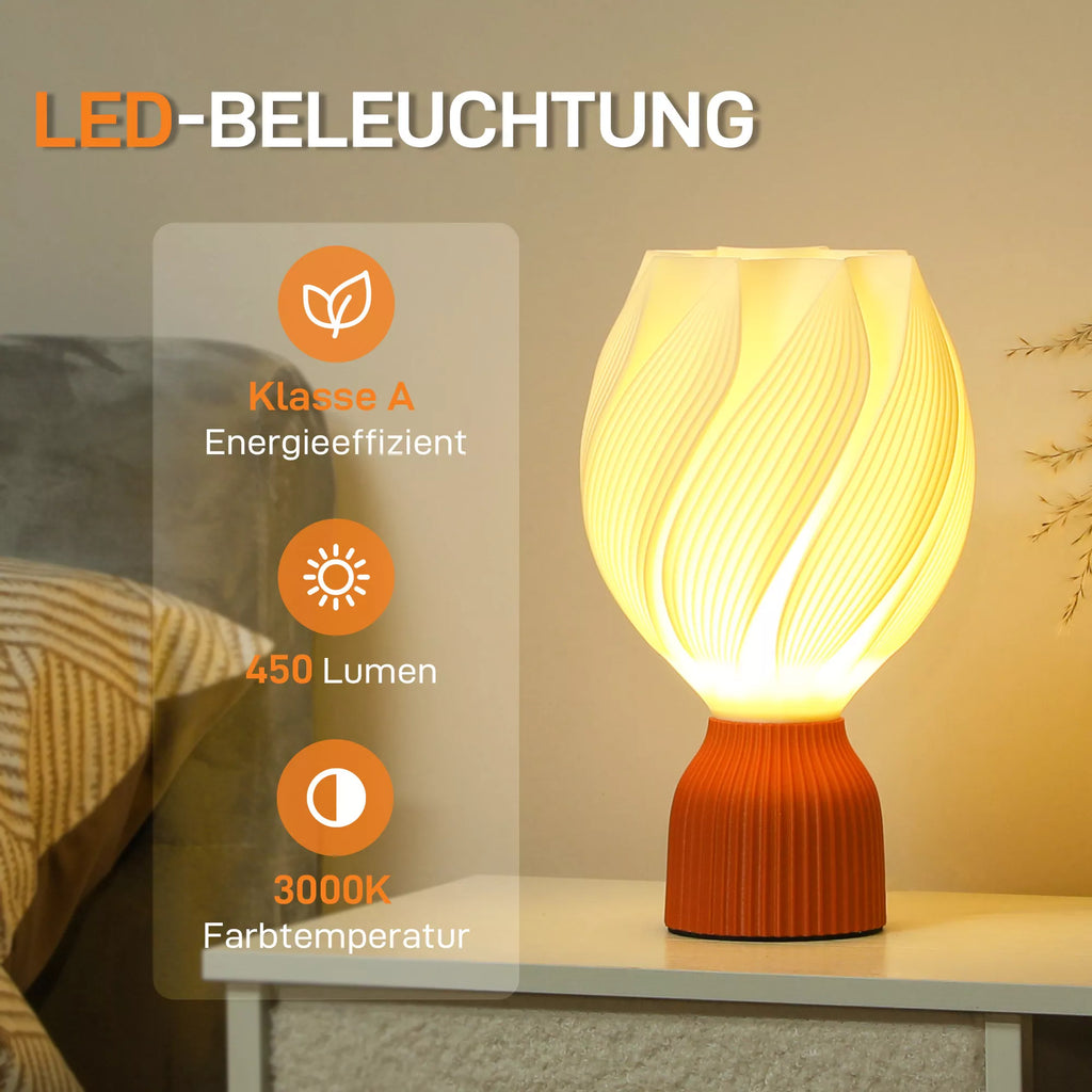 3D spausdinta lempa su žiedlapių formomis, plastikinė, energiją taupanti, balta