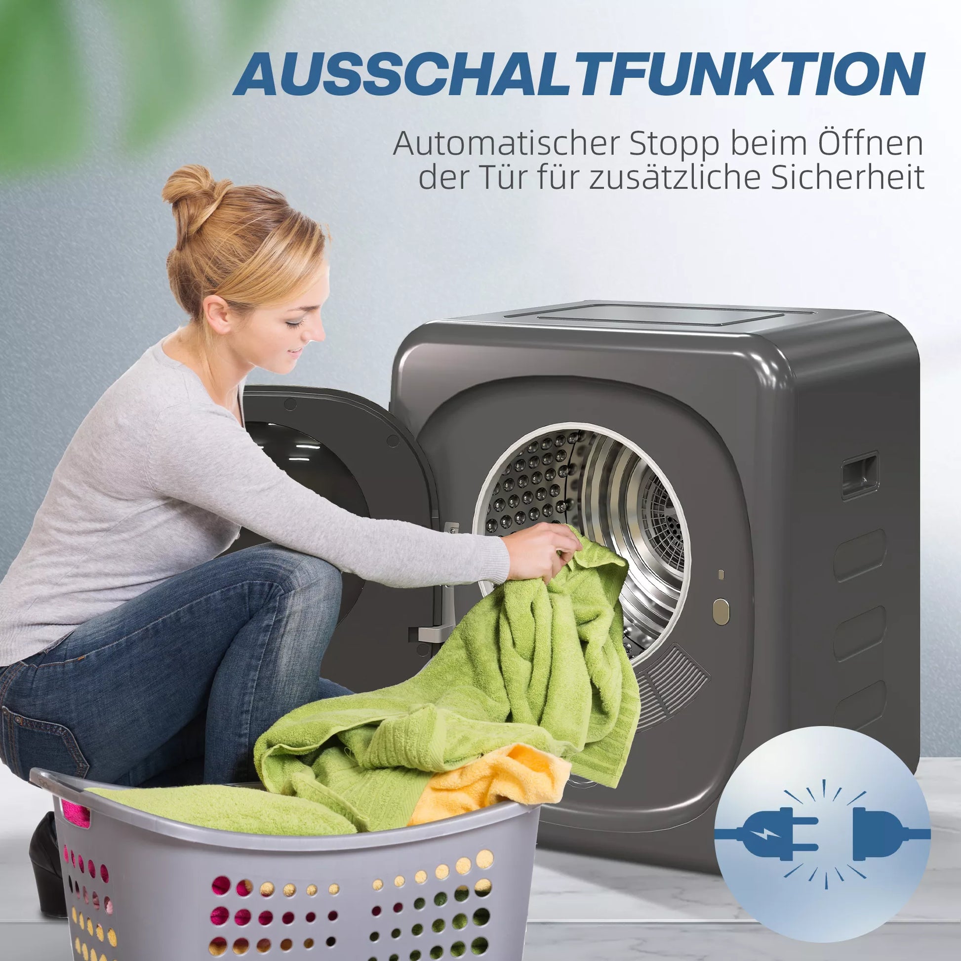 Drabužių džiovintuvas su UV dezinfekcija, kompaktiškas dizainas, 4 kg talpa, nerūdijančio plieno, pilkos spalvos